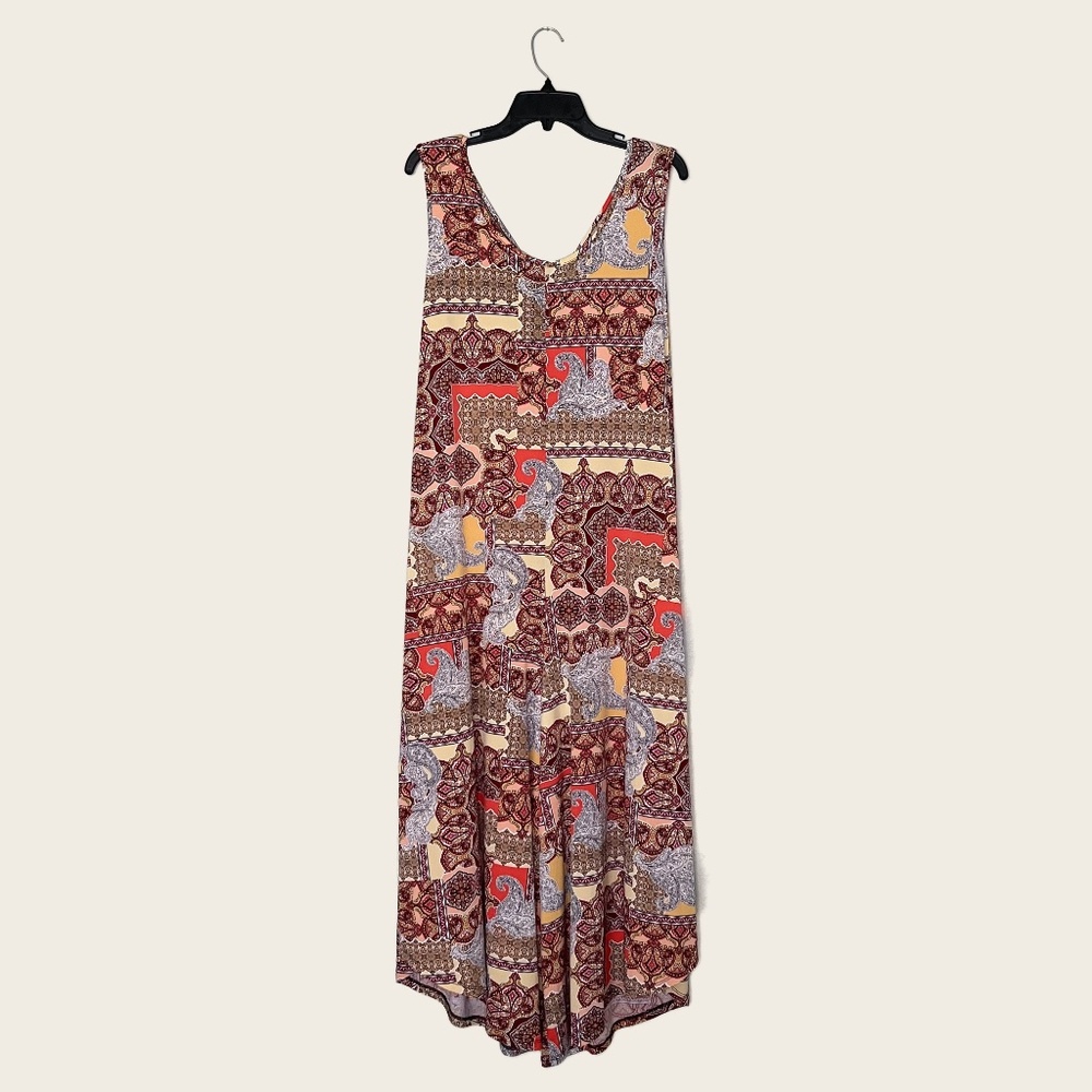 Sami & Jo Plus Mixed Print Sleeveless O-Ring Wide Leg Jumpsuit - Picture 2 of 4